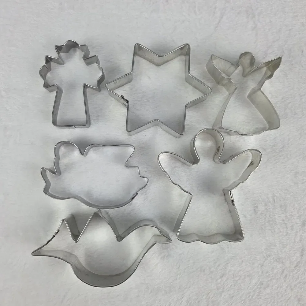 Metal Christmas Cookie Cutters Set of‎ 6 Angels Star Dove Cross Holiday Baking